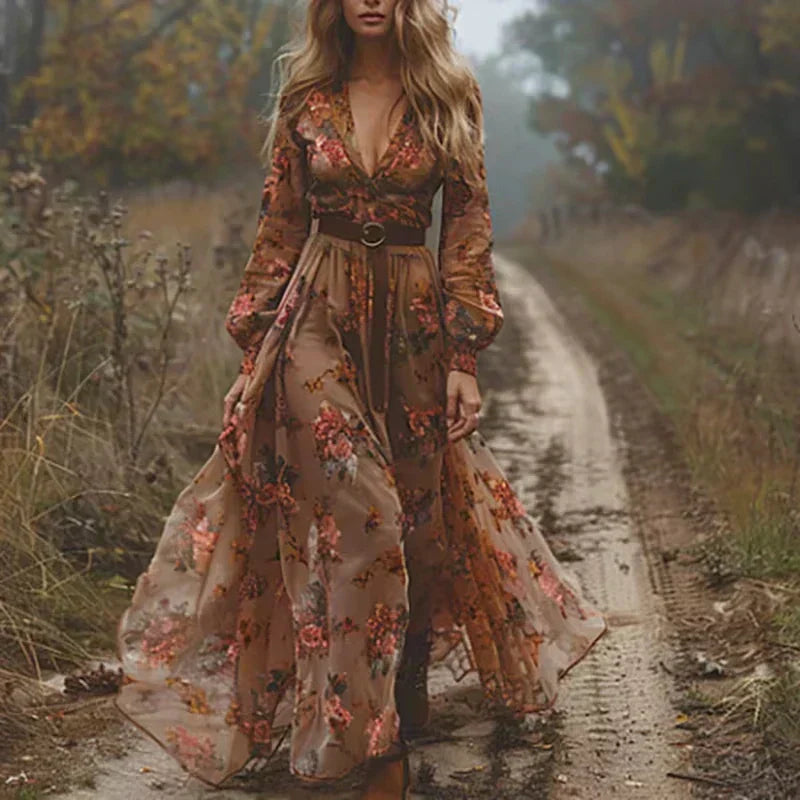 Blake - Women's Summer Boho Maxi Dress with Ruffle