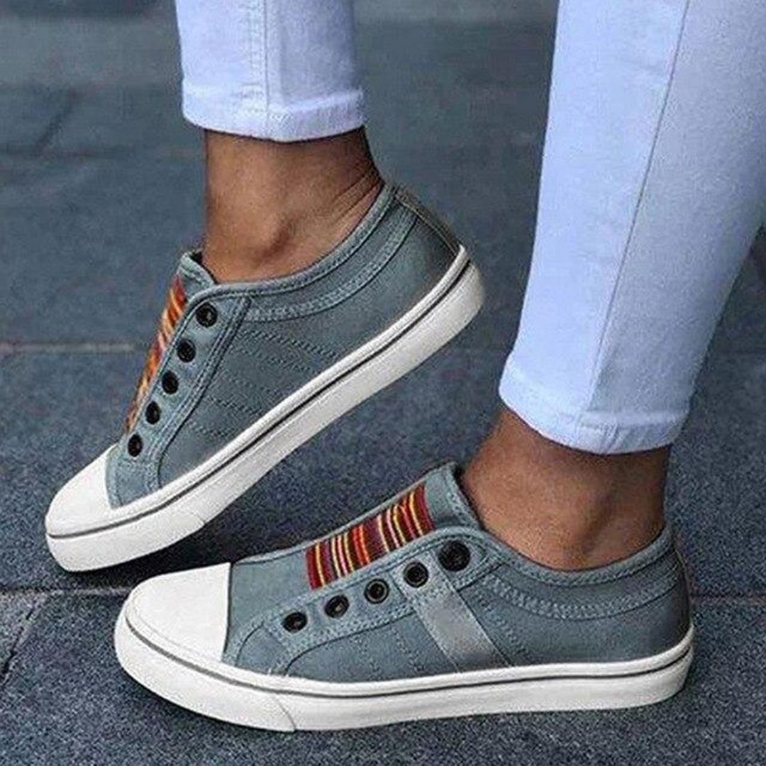 Diane - Women's Trendige Gestreifte Canvas-Sneaker