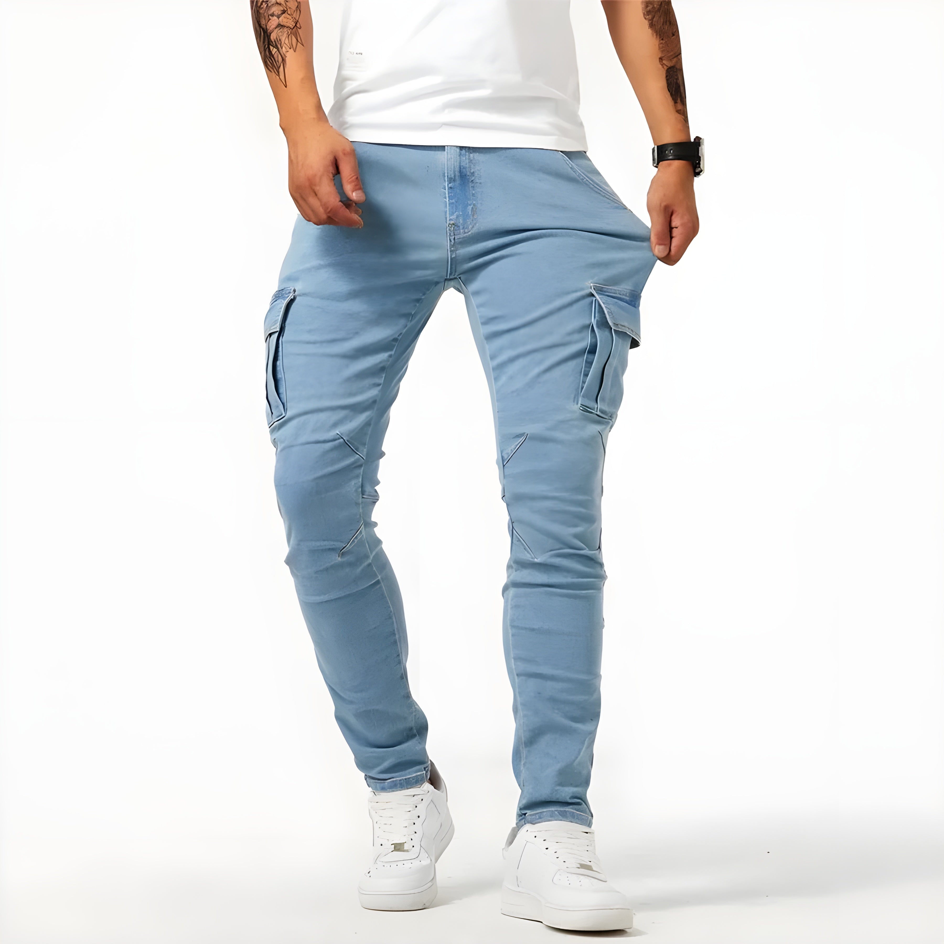 Gareth - Men's Trendige Cargo Trousers with mehreren Pockets and schmaler Fit