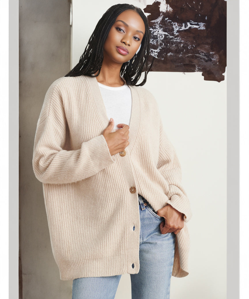 Natalie - Women's Oversized Cardigan with Buttons