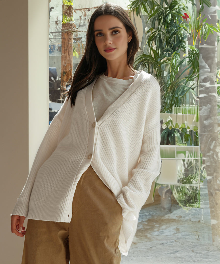 Natalie - Women's Oversized Cardigan with Buttons