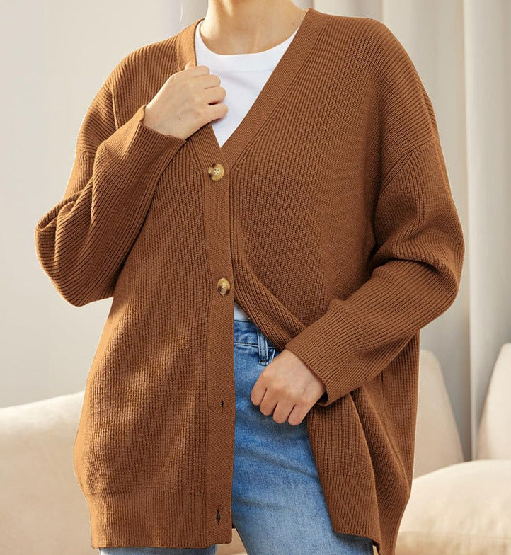 Natalie - Women's Oversized Cardigan with Buttons