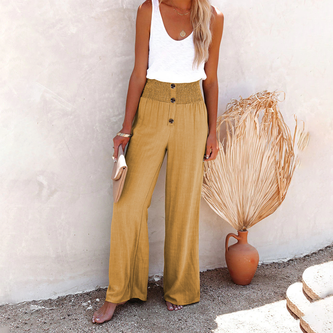 Joanna - Women's Comfortable High-Waist Trousers with weitem Bein