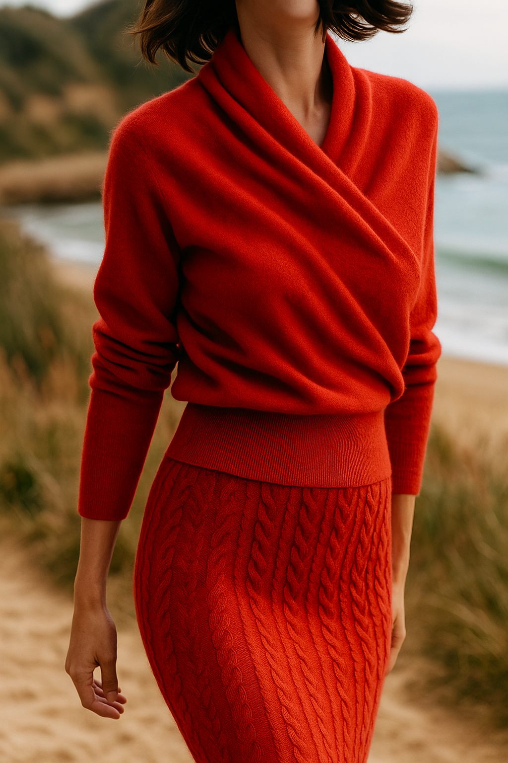 Sandra - Women's Elegant Wrap Sweater with Crossover Design