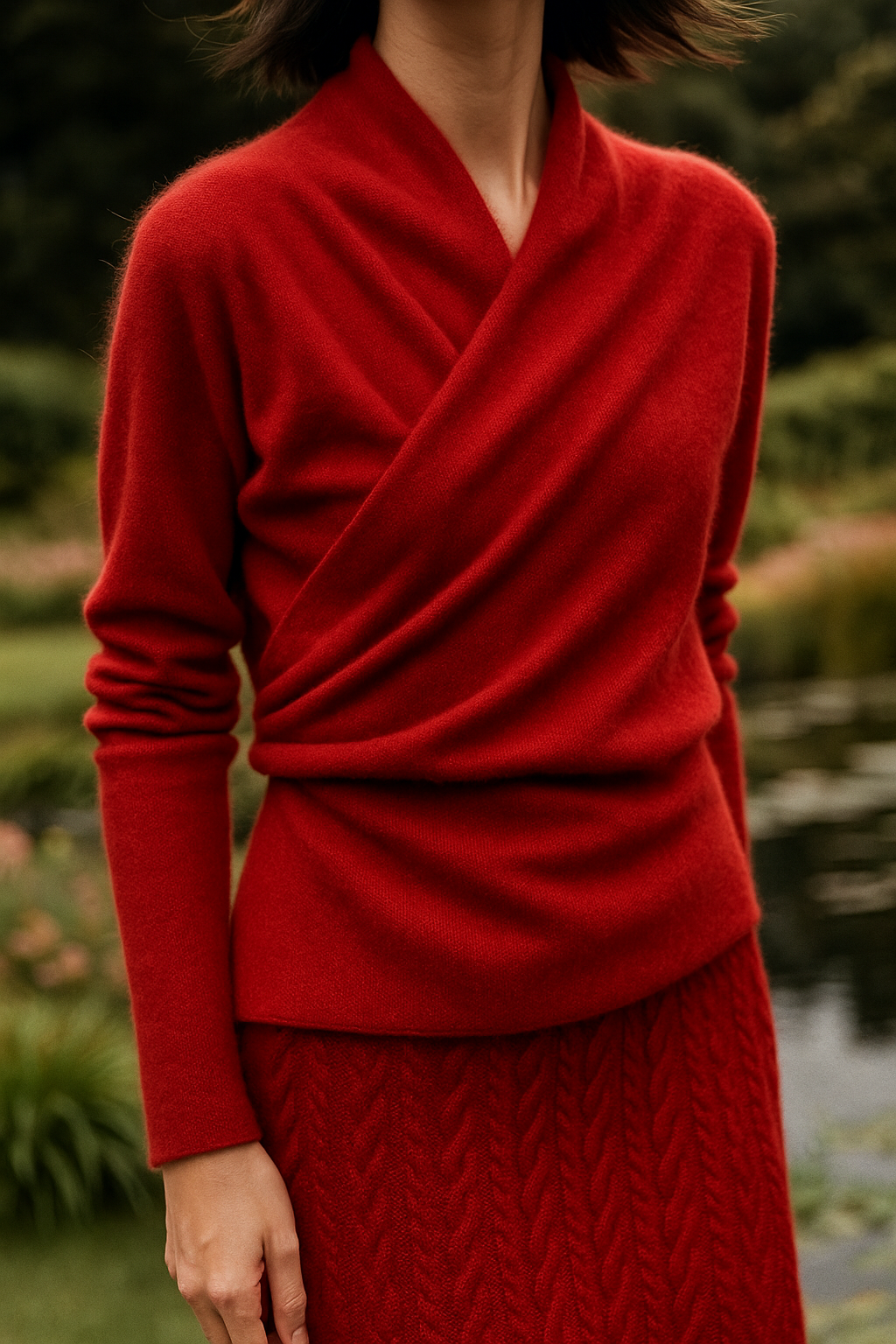 Sandra - Women's Elegant Wrap Sweater with Crossover Design