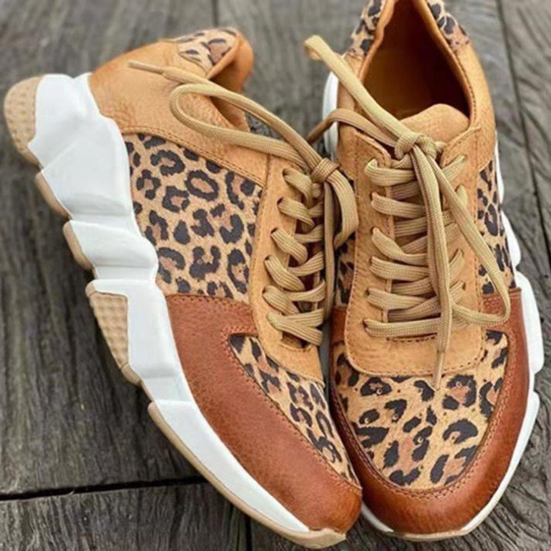 Eleanor - Stylish Women's-Spring-Sneaker with Leopard Print and Lacing