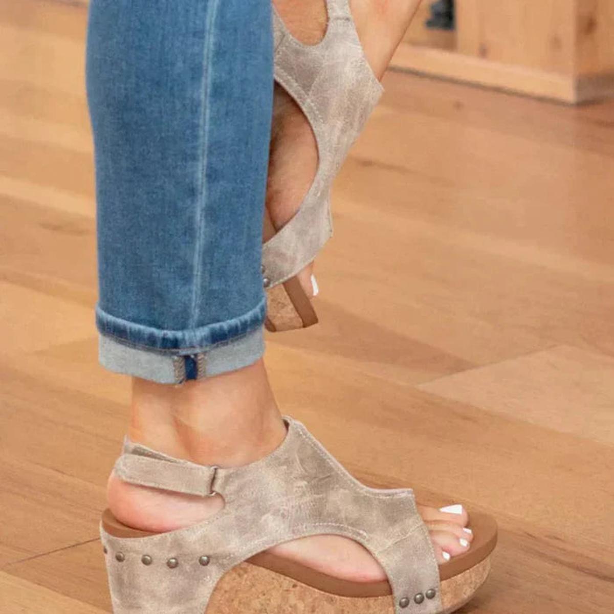 Ava - Women's Wedge Sandals zum Slip-On with offenem Zehenbereich