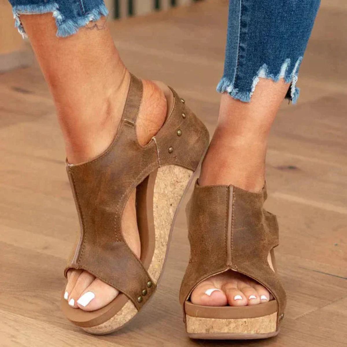 Ava - Women's Wedge Sandals zum Slip-On with offenem Zehenbereich