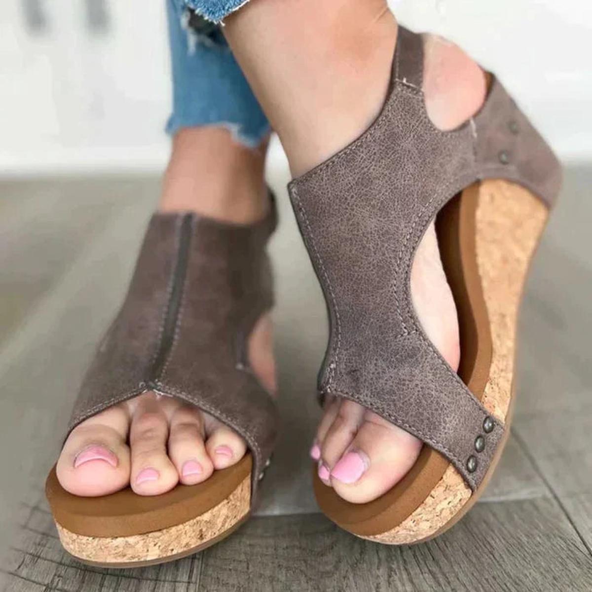Ava - Women's Wedge Sandals zum Slip-On with offenem Zehenbereich