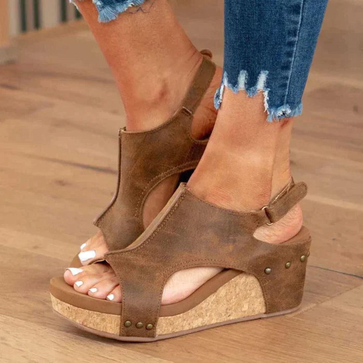 Ava - Women's Wedge Sandals zum Slip-On with offenem Zehenbereich