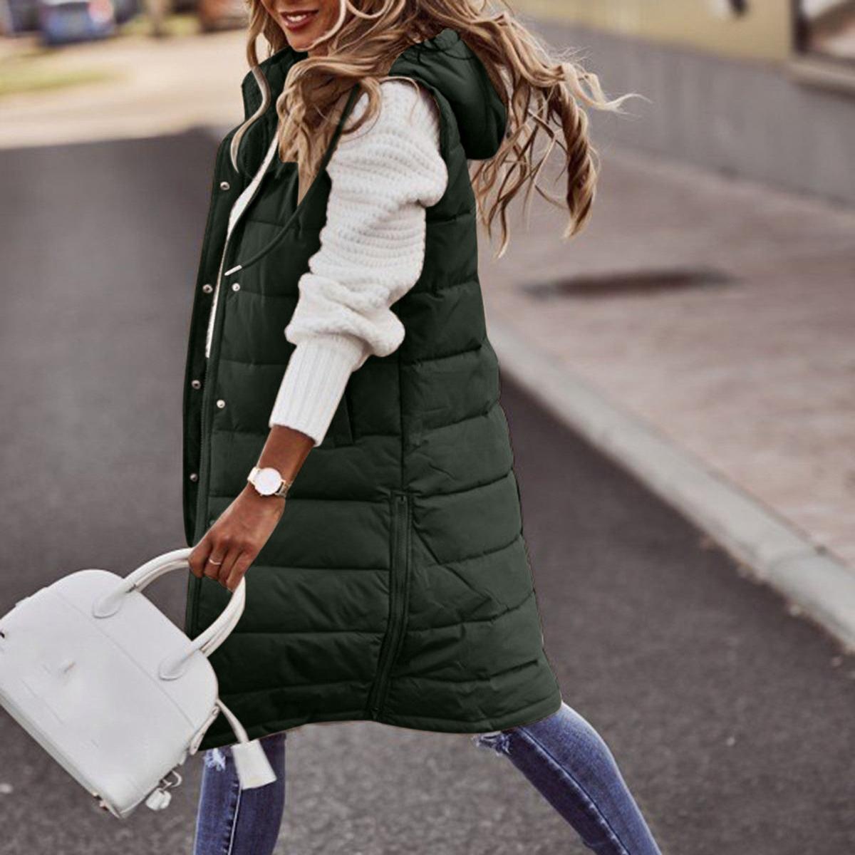 Florence - Women's Long Steppweste with Hood