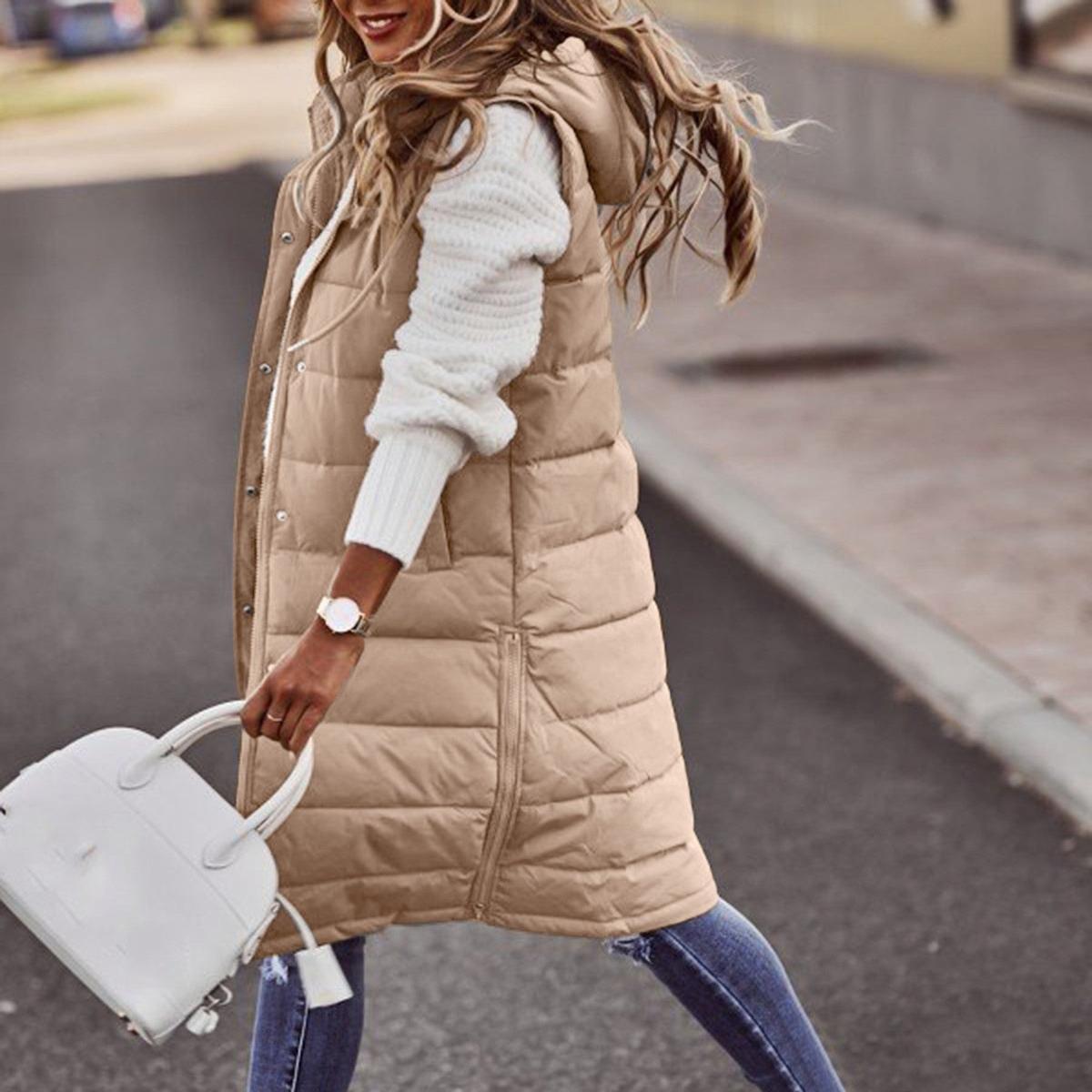 Florence - Women's Long Steppweste with Hood
