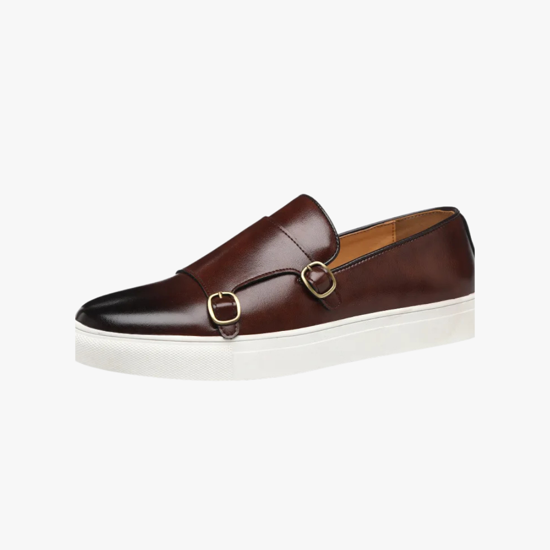 Euan - Men's Spring Double Monk Slip-On Loafers with Buckles