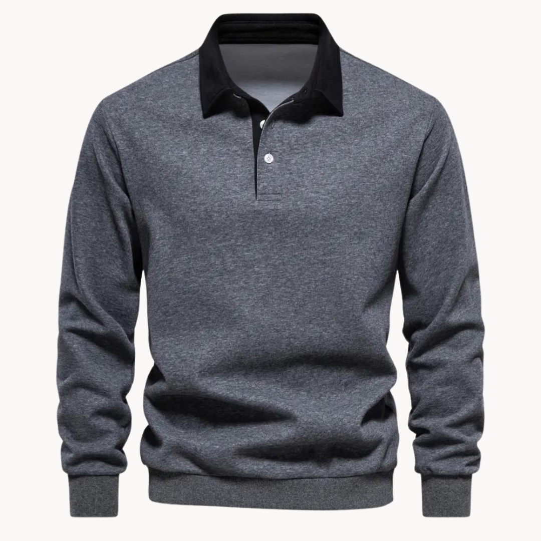Daniel - Men's Casual Sweater-Sweatshirt with Polokragen