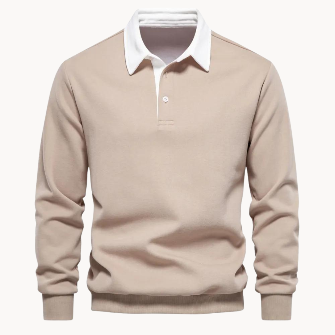 Daniel - Men's Casual Sweater-Sweatshirt with Polokragen