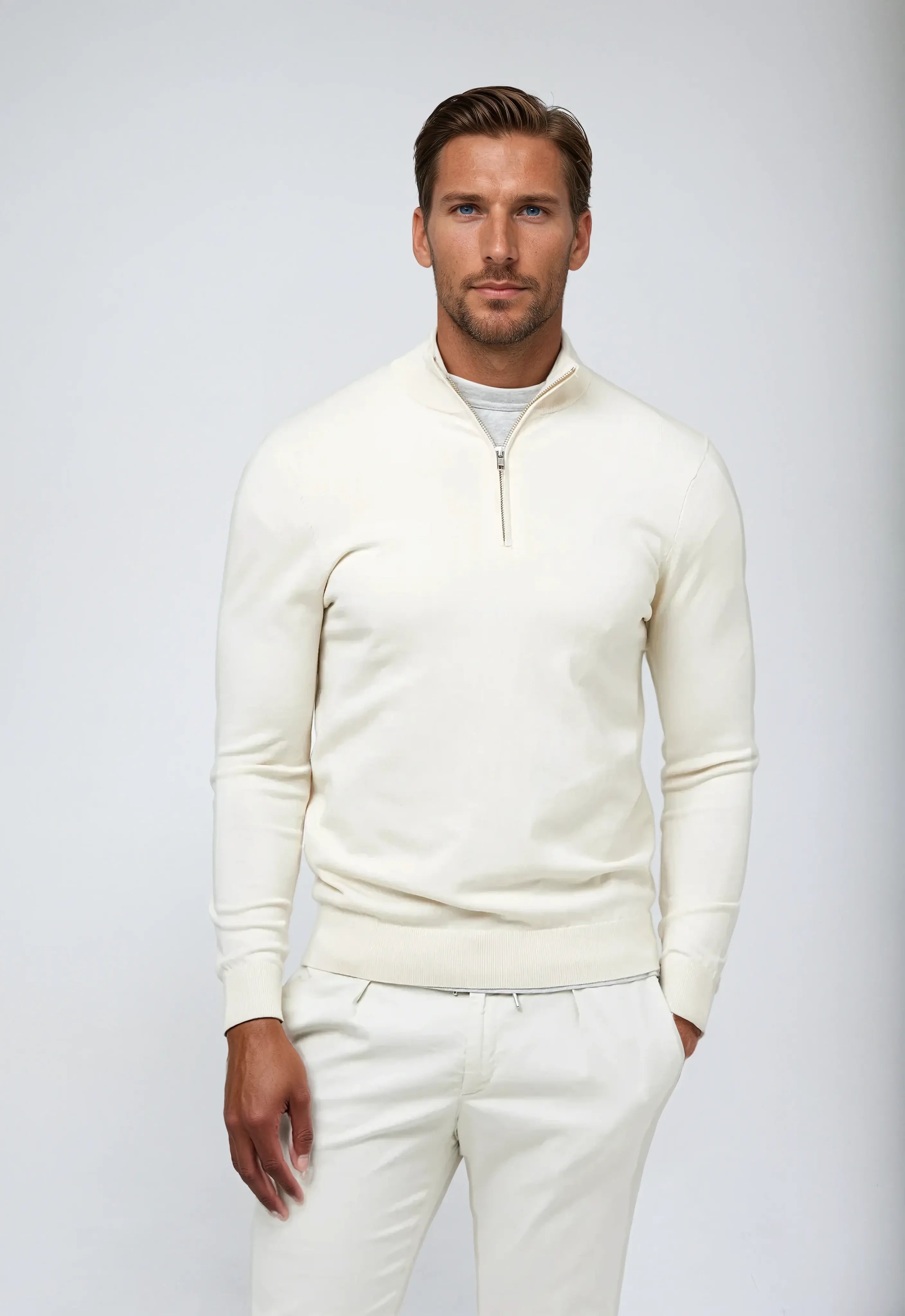 Logan - Men's Casual Sweater with Zip at Collar
