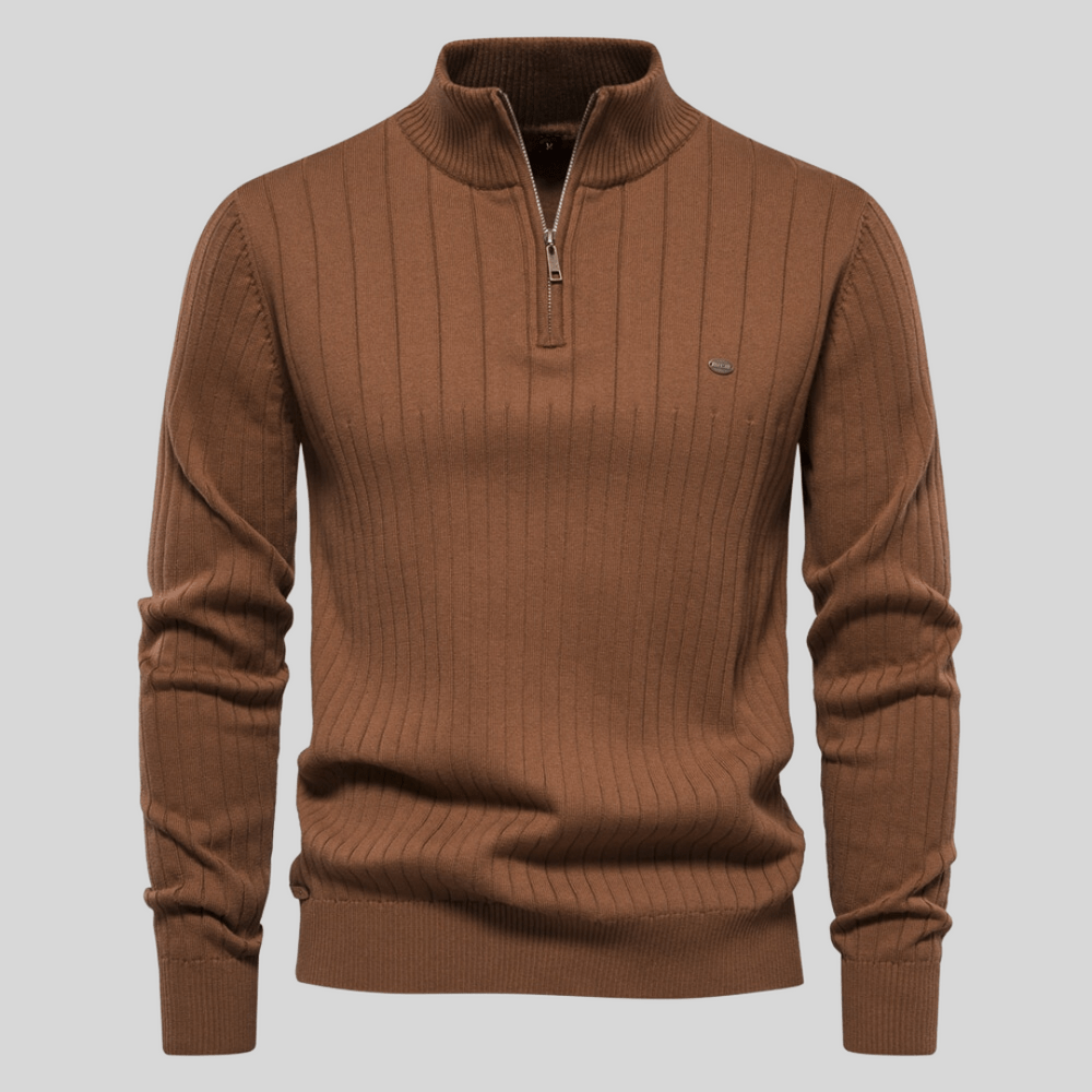 Millie - Men's Spring Half Zip Rib Knit Sweater