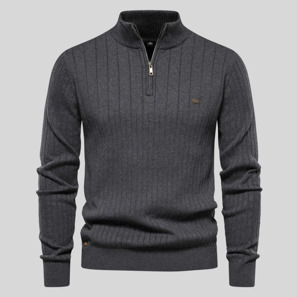Millie - Men's Spring Half Zip Rib Knit Sweater