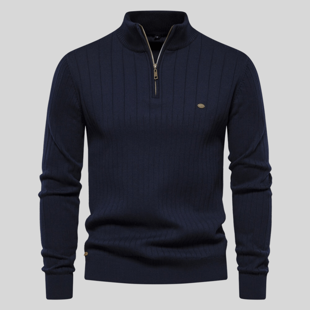 Millie - Men's Spring Half Zip Rib Knit Sweater