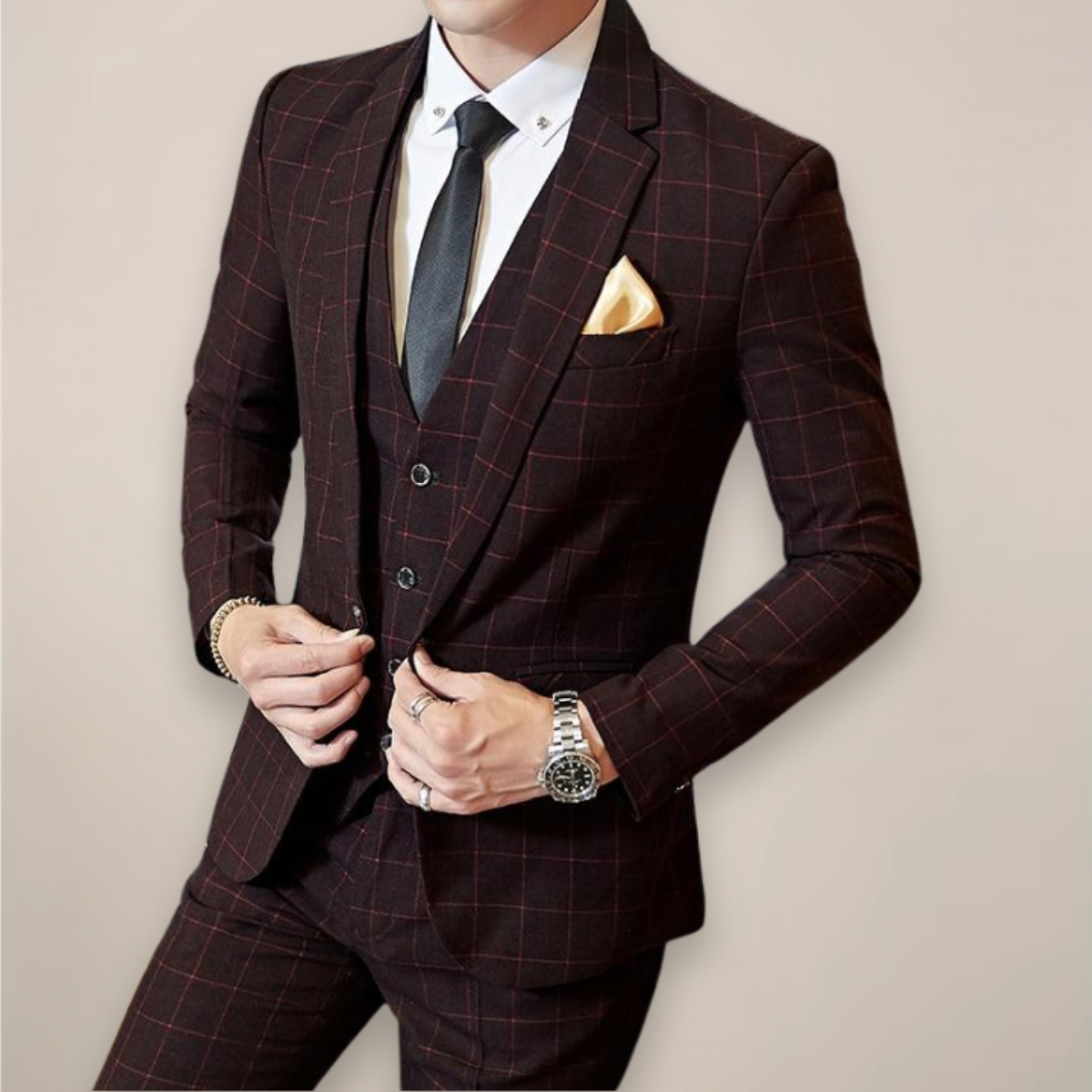 Sebastian - Men's Spring Three-Piece Tweed Tuxedo Suit