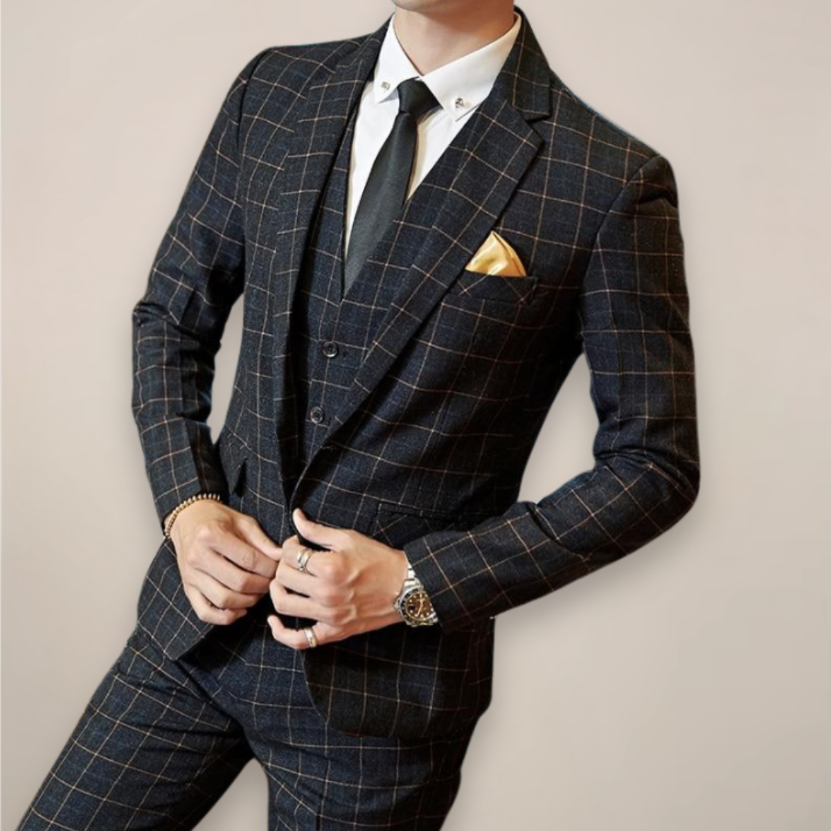 Sebastian - Men's Spring Three-Piece Tweed Tuxedo Suit