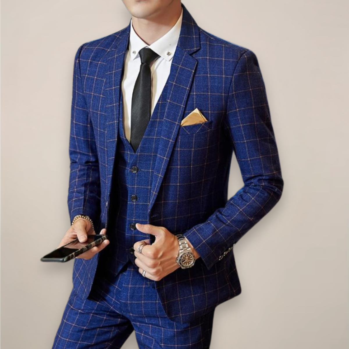 Sebastian - Men's Spring Three-Piece Tweed Tuxedo Suit