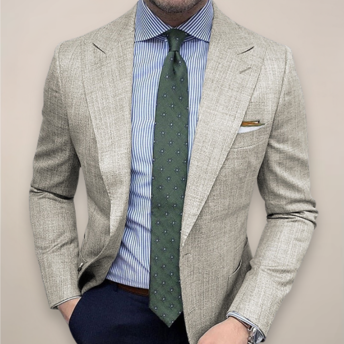 Sebastian - Men's Spring Structured Tailored Blazer with Texture