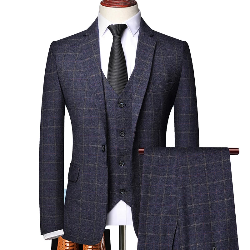 Riley - Men's Spring Windowpane Checked Suit Set