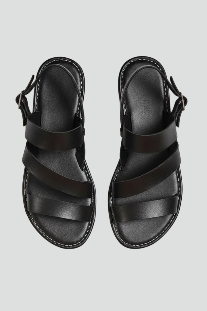 Rebecca - Women's flache Sandals with Fersenriemen