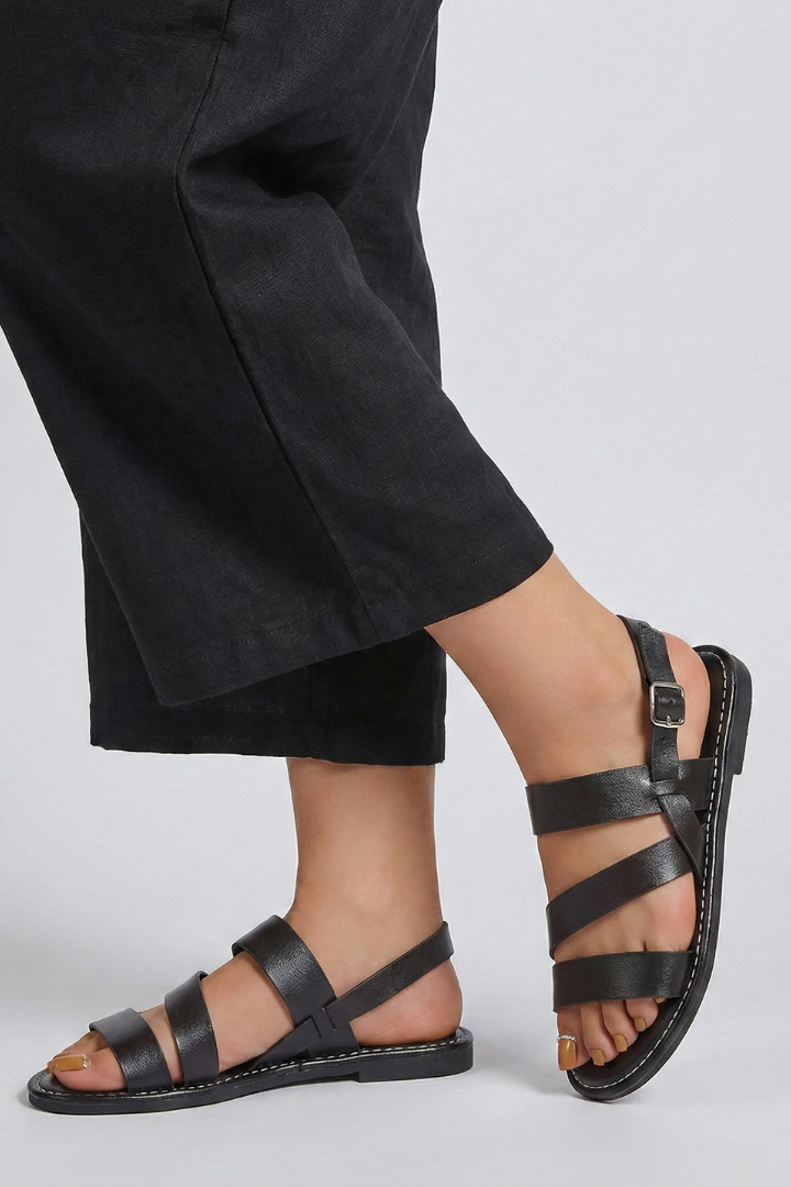 Rebecca - Women's flache Sandals with Fersenriemen