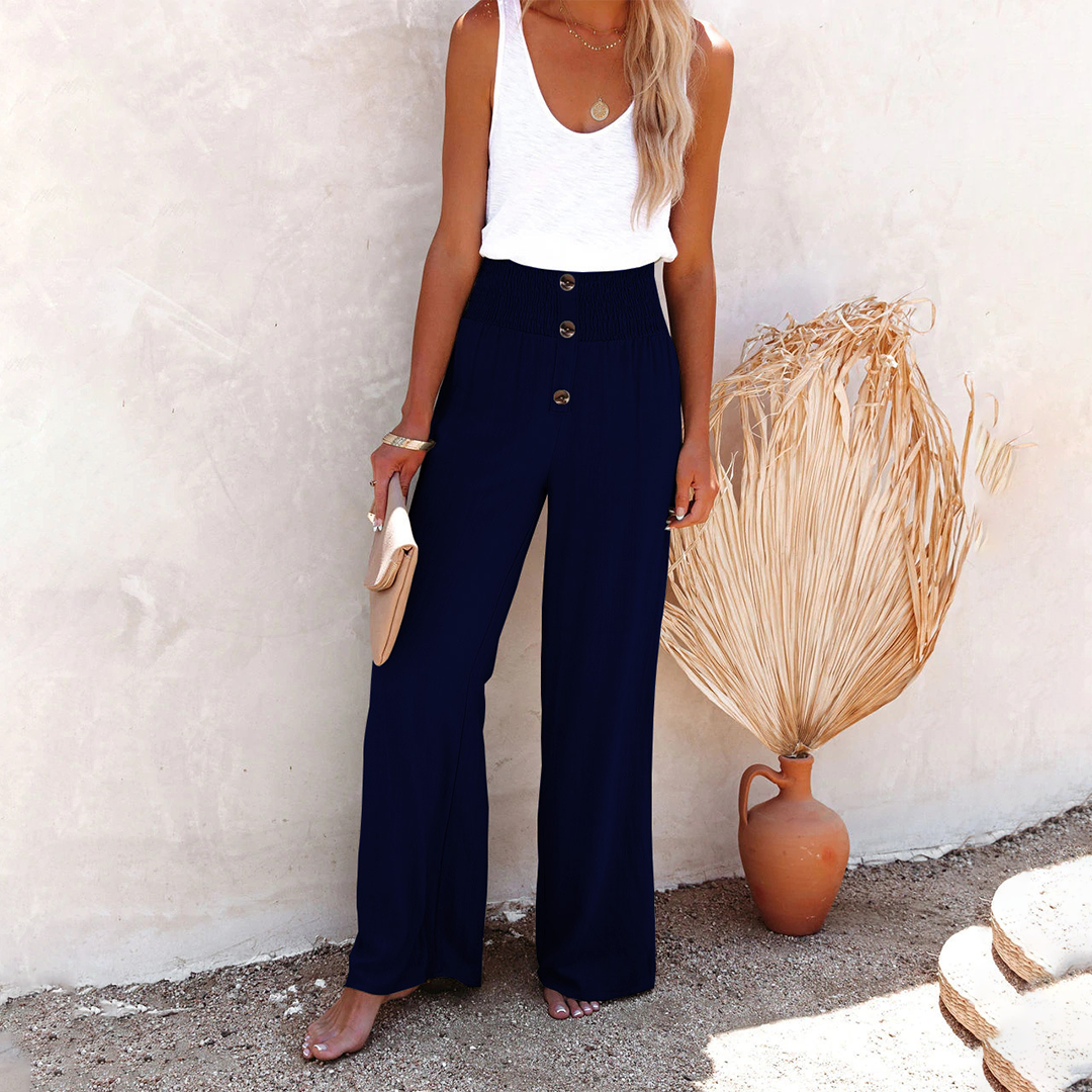 Joanna - Women's Comfortable High-Waist Trousers with weitem Bein