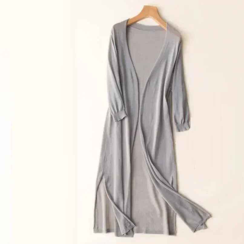 Beverley - Women's Lightweight Long Cardigan in Drapé-Style