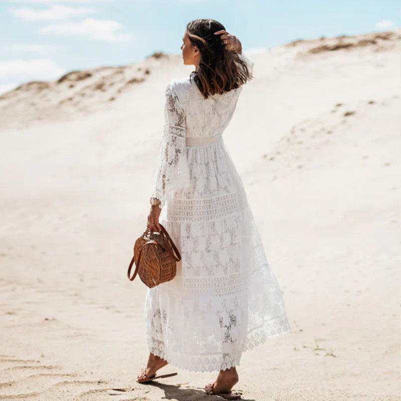 Laura - Women's Summer Bohemian Maxi Dress with Long Sleeve