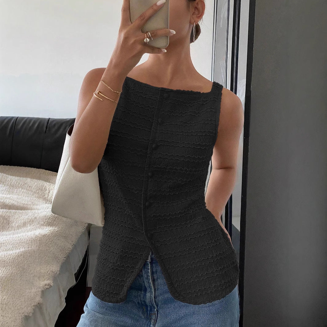 Reese - Women's Sleeveless Casual Top with Schlitzsaum
