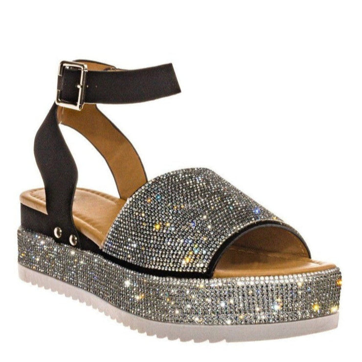 Victoria - Women's Plateau Ankle Strap Flache Freizeitsandalen