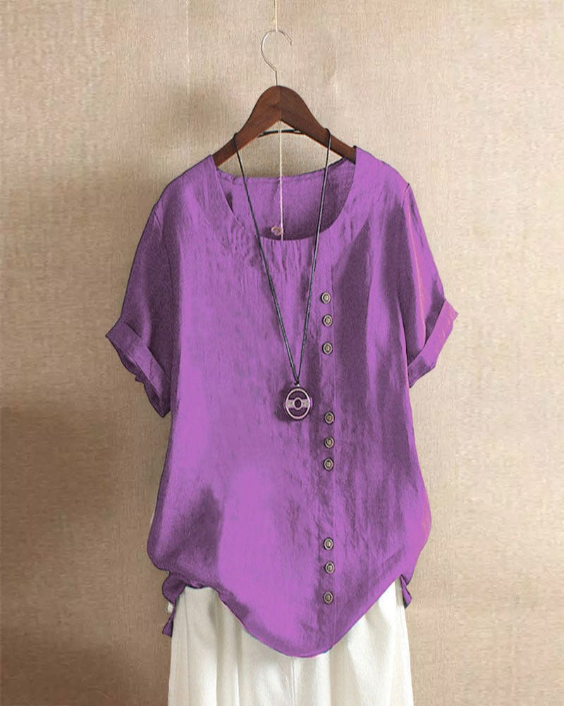 Florence - Women's Summer Casual Blouse with Knopfdetails
