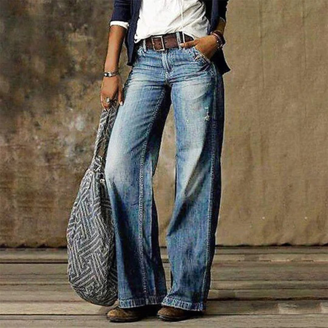 Tina - Women's Vintage Denim Jeans with Wide Beinen