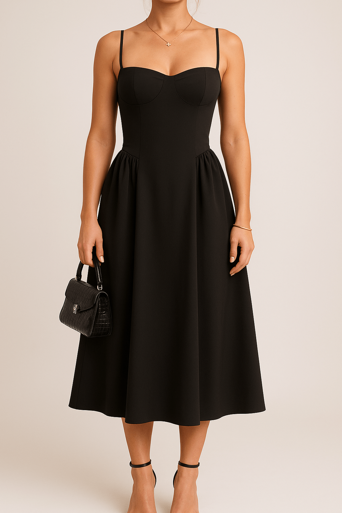 Joanna - Women's Sleeveless Midi Dress with ausgestelltem Cut