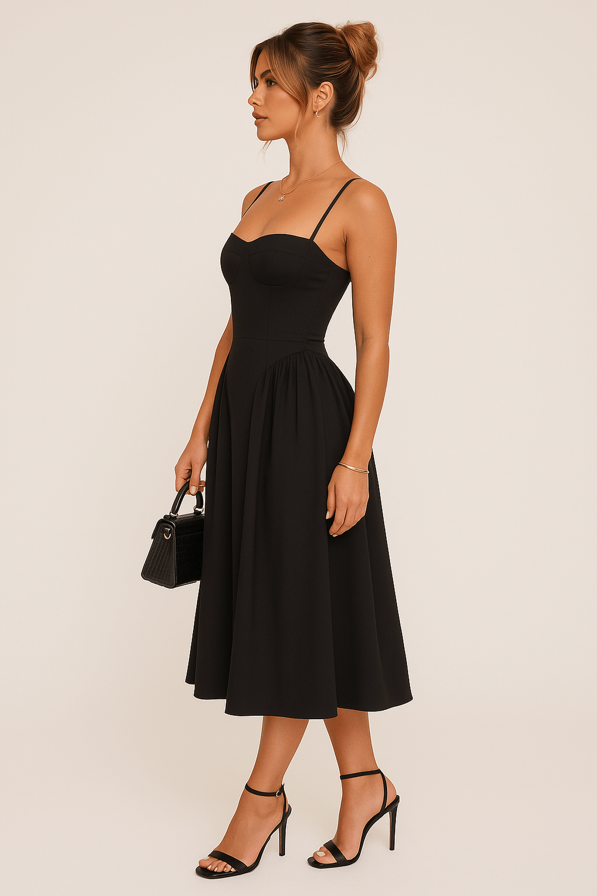 Joanna - Women's Sleeveless Midi Dress with ausgestelltem Cut