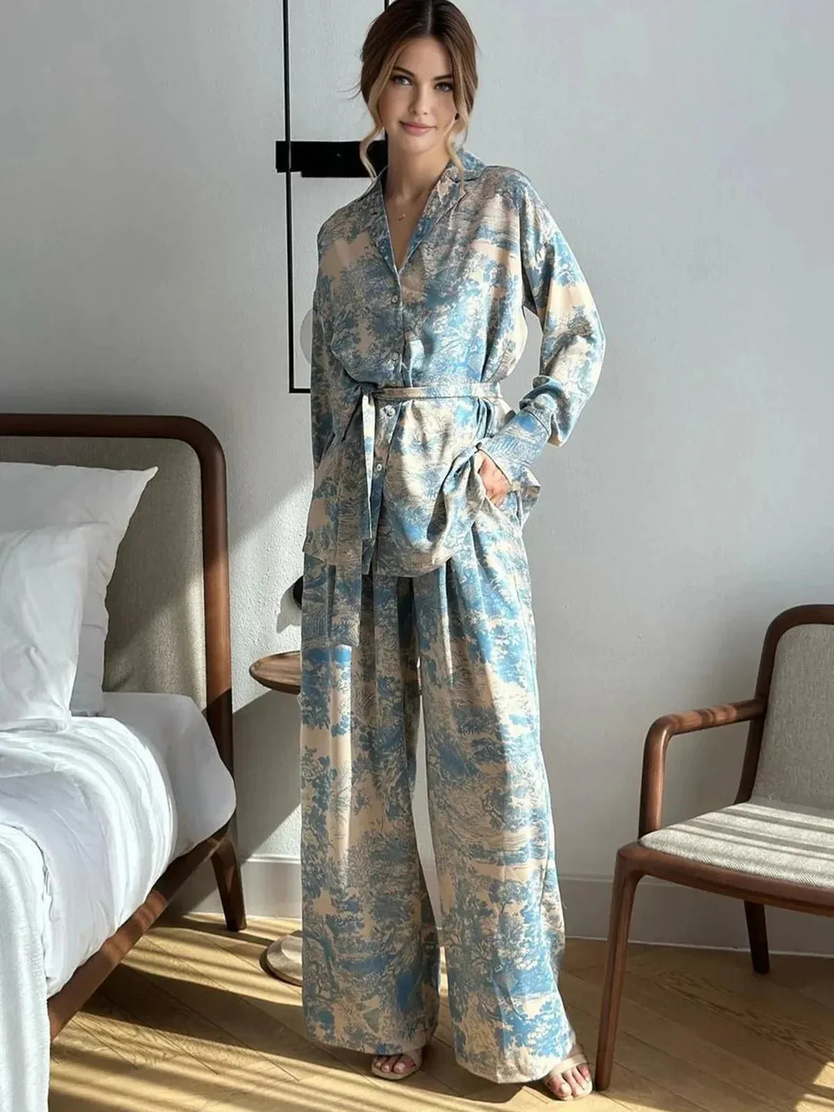 Evie - Women's Casual Zweiteiler-Set with Print