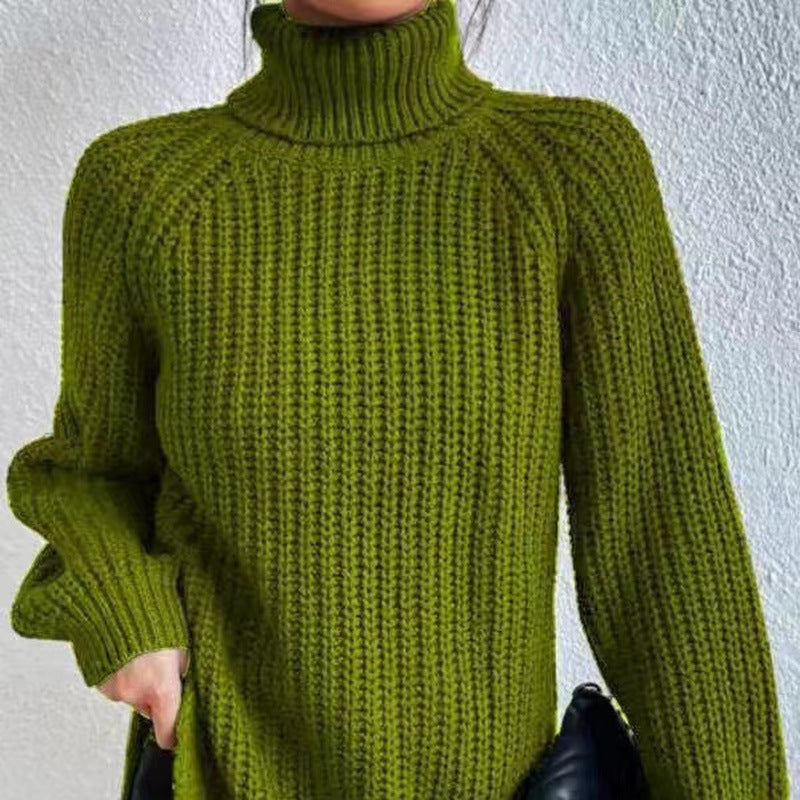 Angela - Women's Spring Turtleneck Sweater with Rib Structure