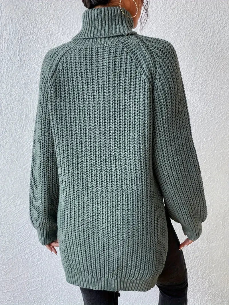 Angela - Women's Spring Turtleneck Sweater with Rib Structure