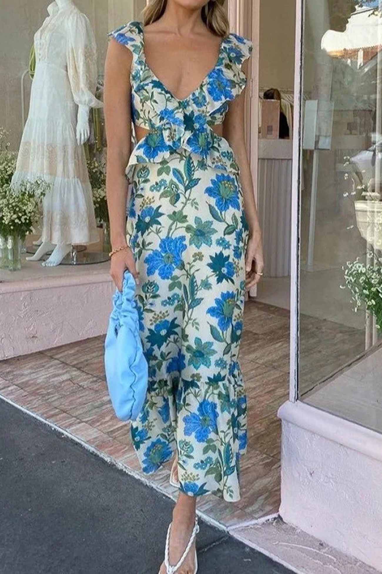 Abigail - Women's Floral Elegant Ruffle Maxi Dress