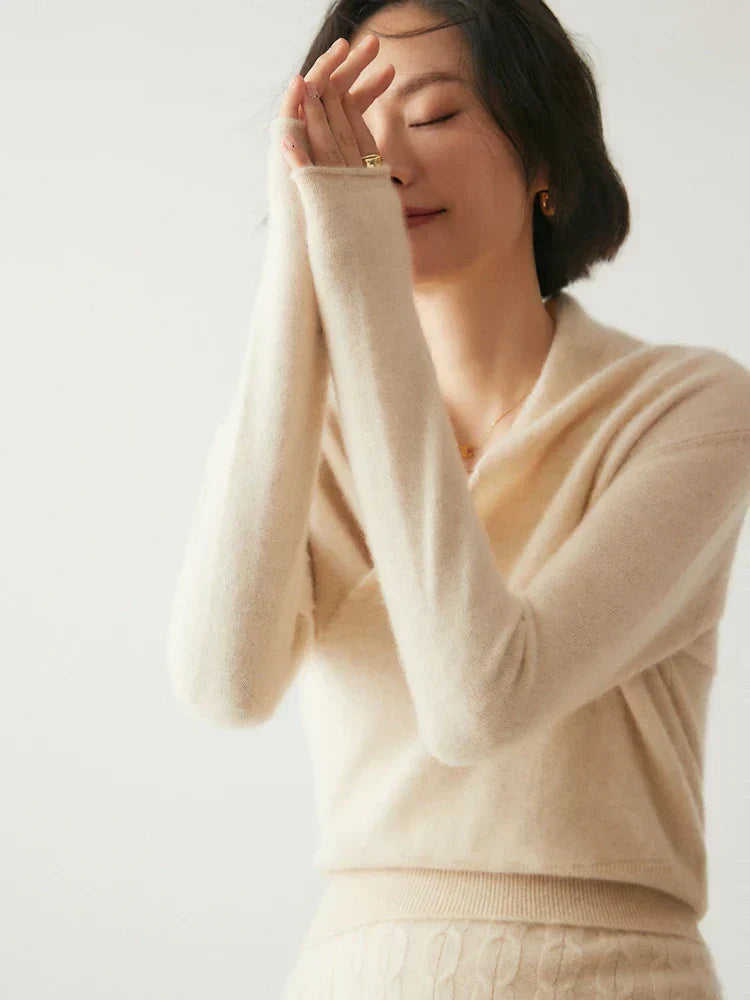 Sandra - Women's Elegant Wrap Sweater with Crossover Design