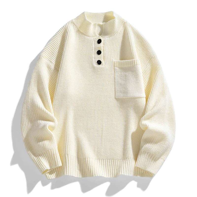 Eliza - Men's Spring-Knit Sweater with Button Placket