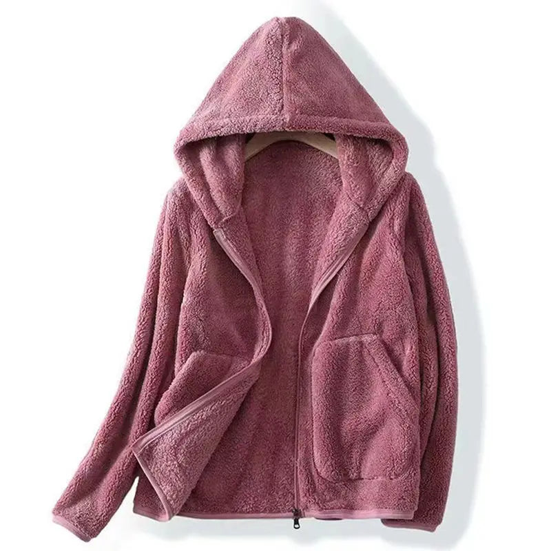 Amber - Women's Spring-Kuschelige Hooded Jacket with Zip
