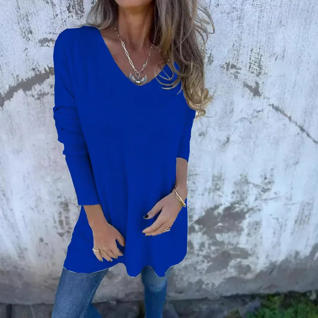 Phoebe - Women's Cosy Autumn-Top with V-Neck and langer Fit