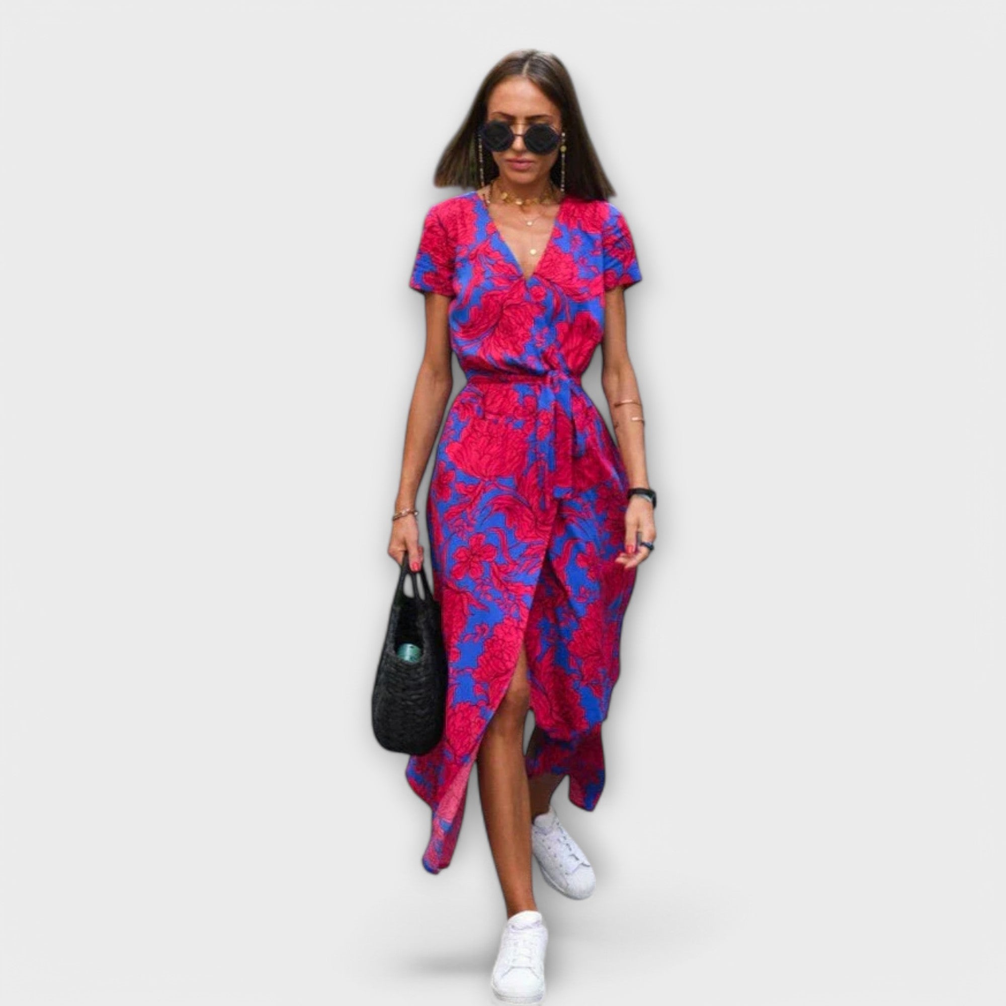 Janice - Women's Casual Langkleid with V-Neck and Belt