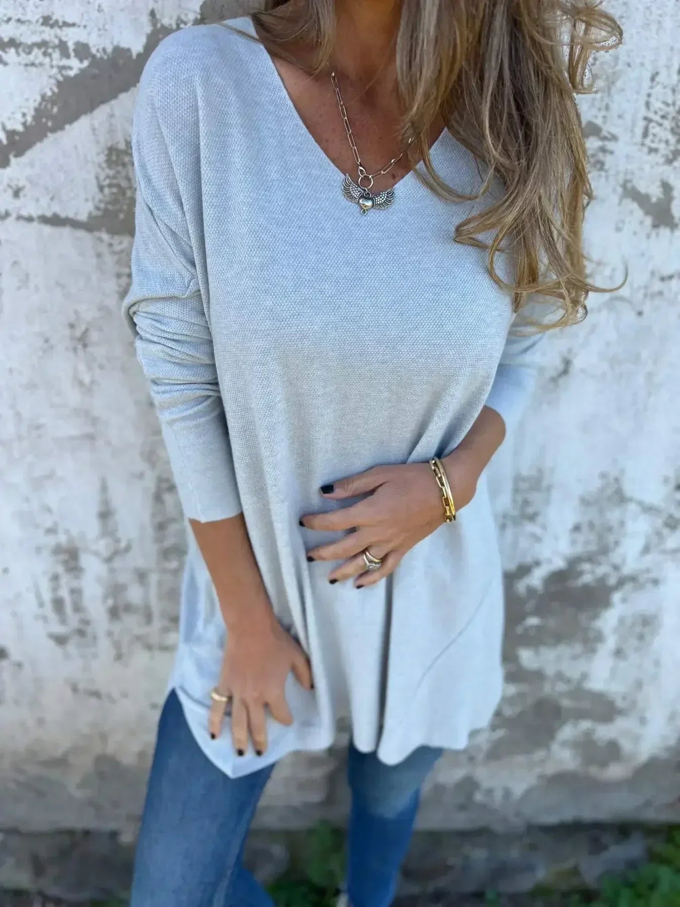 Phoebe - Women's Cosy Autumn-Top with V-Neck and langer Fit