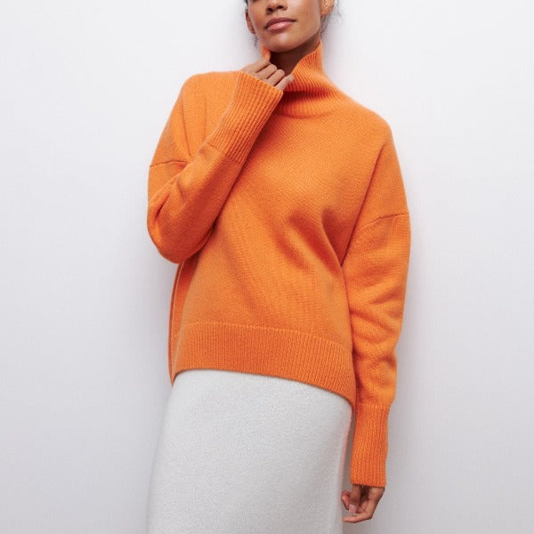 Maureen - Women's Oversized Spring Sweater with high Collar
